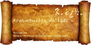 Kratochvilla Éliás névjegykártya
